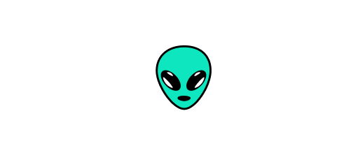 alien nostr logo, background transparent, letters white