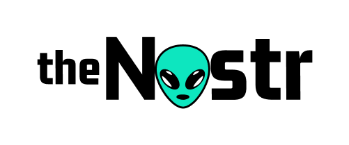 alien nostr logo, background white, letters black